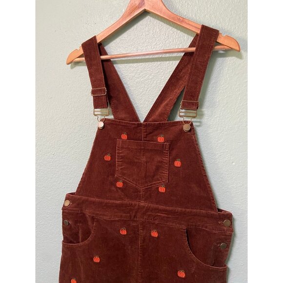 Kiel James Patrick Corduroy Pumpkin Brown Overall Skirt Dress - Picture 3 of 8